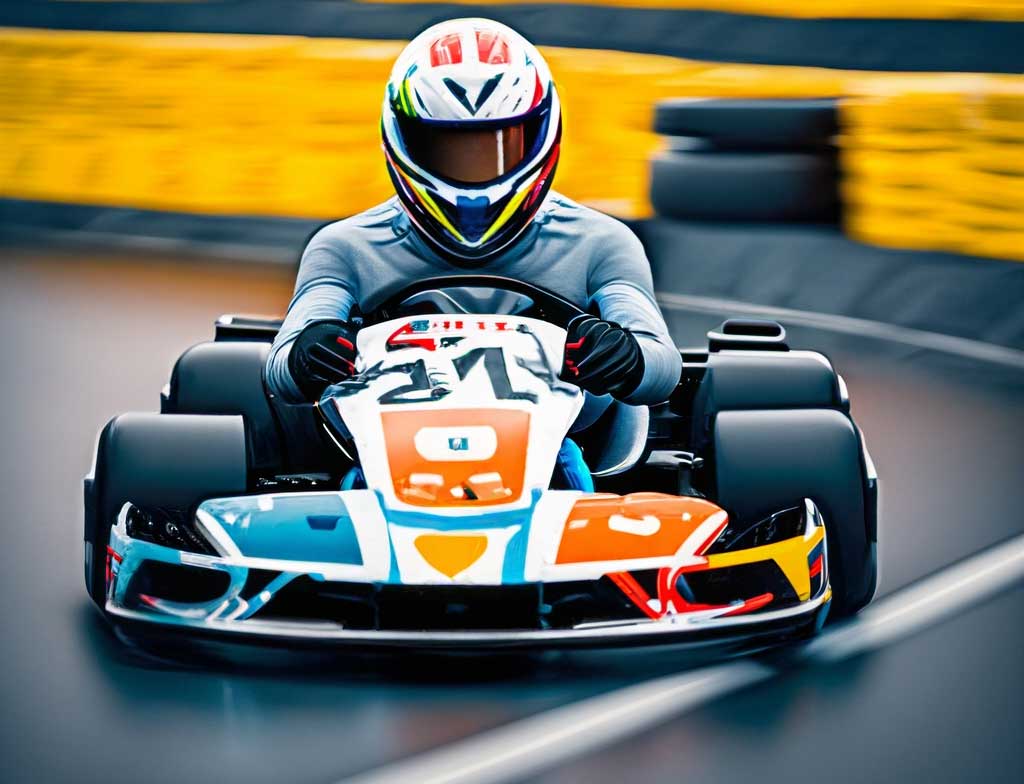 a go kart going outside of the track